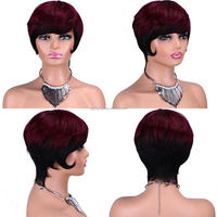 Perruque de Cheveux Humains HC15 Coupe Pixie Courte, Perruques Lisses Faites à la Machine, Adaptée à un Usage Quotidien pour Femmes Africaines