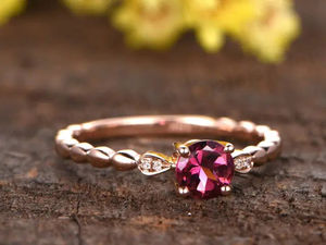 Anillo Delicado de Plata de Ley 925 Chapado en Rodio con Turmalina Natural de Corte Redondo para Boda y Aniversario, Venta al por Mayor - Product Image 3