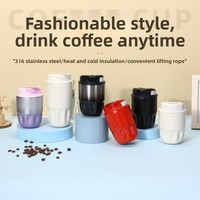 Termo de Acero Inoxidable 316, Diseño Moderno y Minimalista, Taza de Café con Forma de Pétalo, Estilo Popular en Internet, de Alta Apariencia