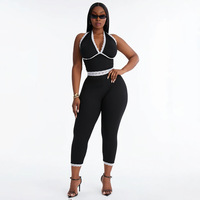 Ensemble 2 pièces sexy streetwear côtelé : crop top dos nu et pantalon assorti pour femme – Collection Automne 2026