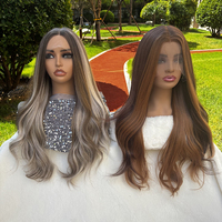 Perruques synthétiques Julianna en fibre haute température résistantes à la chaleur, ondulées, couleur ombrée, sans colle, avec dentelle frontale