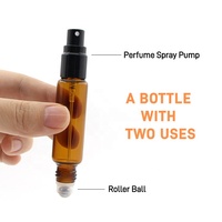 Flacon de parfum en verre rechargeable à double embout de 10 ml, vaporisateur et roll-on, conteneur de voyage, atomiseur portable transparent ambré, logo personnalisé