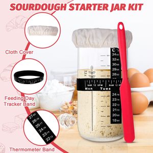 Kit de Iniciación para <span class=keywords><strong>Pan</strong></span> de Levadura Natural con Banneton Redondo y Ovalado, Cesta de Fermentación, Tarro de Iniciación y Herramientas para Hacer <span class=keywords><strong>Pan</strong></span> para Principiantes - Product Image 4