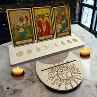 Vietnam lune forme Rectangle Tarot carte présentoir en bois support ensemble bois artisanat pour autel