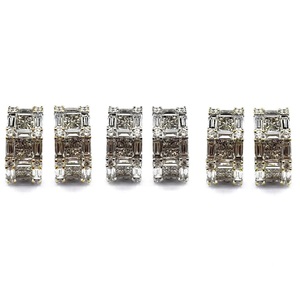 Boucles d'oreilles créoles de luxe plaquées or blanc 18 carats avec diamants baguette, serties à la main, effet illusion, tendance, pour femme, cadeau de mariage, fête - Product Image 4