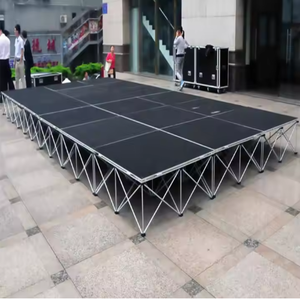 Plataforma de escenario de alfombra portátil ESI ligera de 8 'x 8' con marco de aluminio ajustable y ruedas - Product Image 3