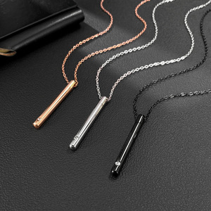 Joyería de cremación, collar de Perfume de cilindro con incrustaciones de circón de acero inoxidable, collar de urna de recuerdo de cenizas conmemorativas para mascotas para hombres - Product Image 4