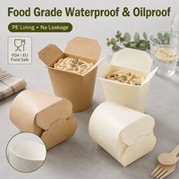 Boîte à emporter en papier kraft écologique et recyclable, micro-ondable, jetable, pour pâtes, nouilles, salades, pliable, impression personnalisée