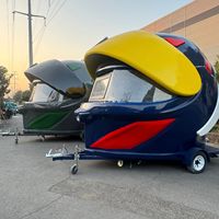 Kiosque à café mobile en forme de casque avec cuisine complète, chariot à hot-dogs, glaces, bonbons et chips pour marchés de snacks en plein air