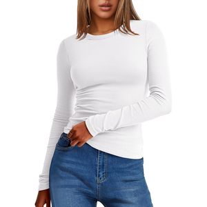 FOXA T-shirt thermique à manches longues pour femme, coupe ajustée, col rond, basique, en polaire chaude, sous-vêtement d'automne et d'hiver - Product Image 1