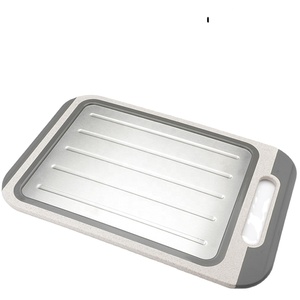 Planche à découper de cuisine carrée en acier inoxydable écologique, double face, avec fonction de décongélation, couleur et logo personnalisables pour la viande - Product Image 4