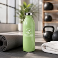 Bouteille isotherme personnalisée en acier inoxydable à double paroi avec poignée en métal, portable, pour lait, sport, eau, gym, gobelet de sport