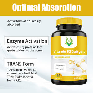 Vitamina K2 en Cápsulas Blandas de Marca Privada MK-4, Apoyo Cognitivo, MK-7, Salud Ósea, Apoyo Cardíaco y Arterial para Adultos, Activación Enzimática, Trans - Product Image 3