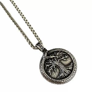 Collier pendentif en acier titane pour homme, style vintage, arbre de vie viking, charme Ouroboros, bijoux de mythologie nordique - Product Image 5