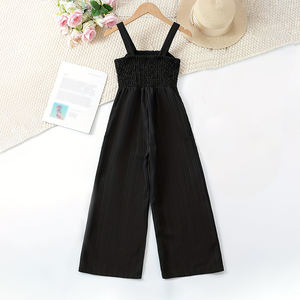 بدلة قطعة واحدة للمراهقين بلون موحد وواسعة، بدلة كاجوال بدون أكمام وياقة مربعة للفتيات الصغيرات - Product Image 2