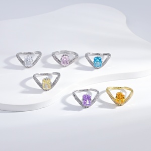 custom plata 925 silver Heart Rhinestone Ring cubic zirconia Gold Plated Prong Setting luxury wedding Jewelry rings for women - Product Image 5