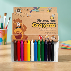 Beeswax Crayons 12 Colors Non Toxic Wax Crayon Set for Kids Art Drawing - Product Image 4