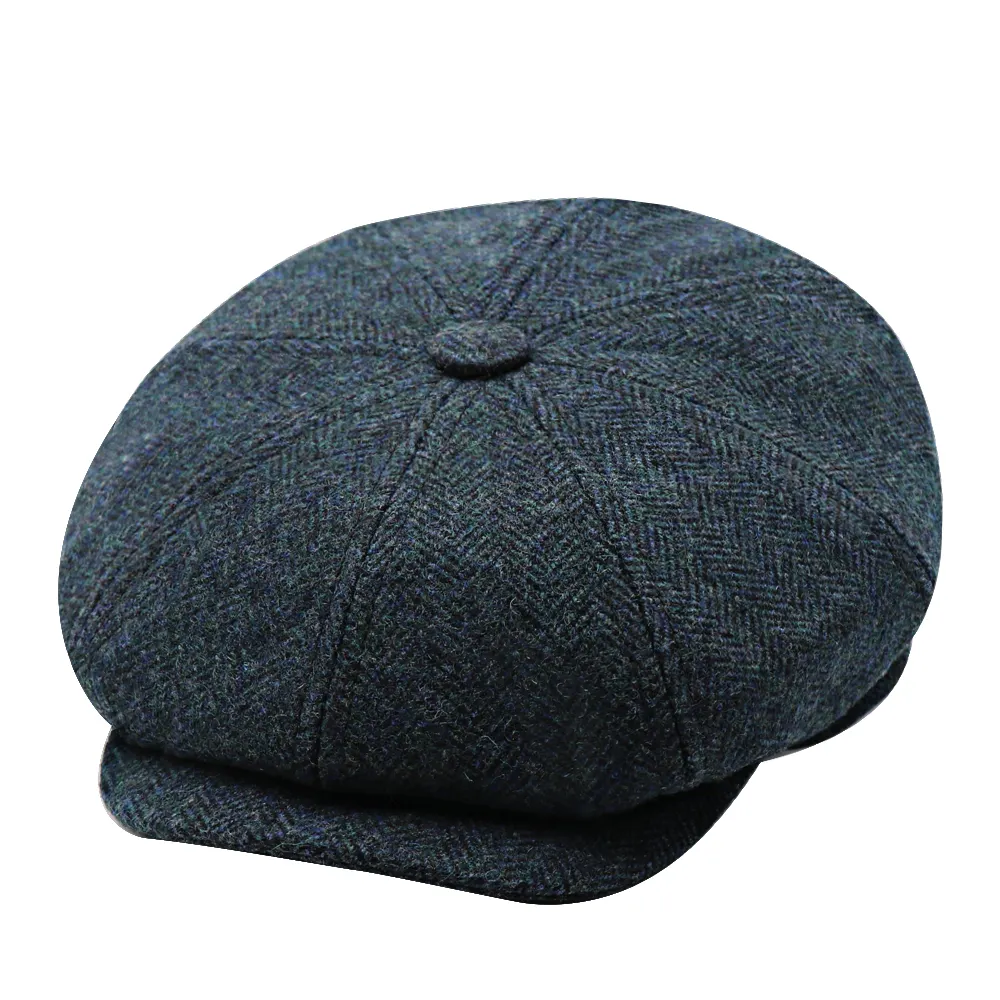 Premium Mode Baret Schilder Wol 8 Panel Krantenjongen Pet Effen Achthoekige Pet Voor Dames Bakerboy