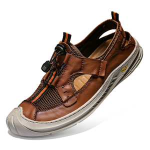 Sandalias de Cuero Genuino para Hombre, Casuales, para Conducir, Antideslizantes, de Suela Blanda, Ligeras, Transpirables y de Secado Rápido, para Primavera, Verano e Invierno - Product Image 1