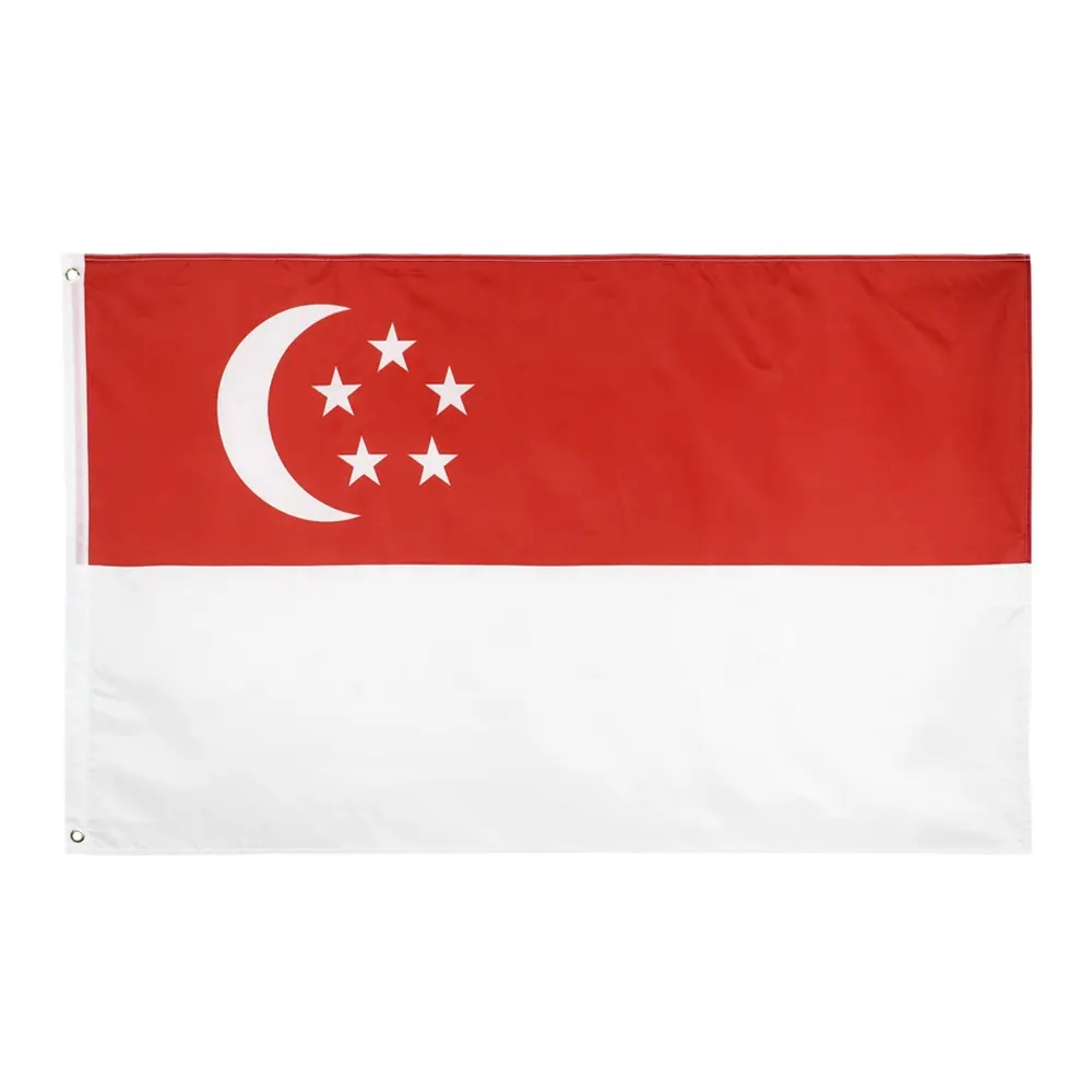 JOHNIN Marke Gemacht Großhandel 3 * 5FT 75D Polyester Siebdruck Singapur Flagge Nationalflagge