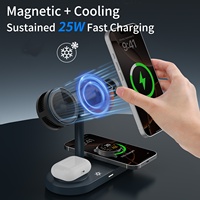 2025 Logo personnalisé multifonctionnel métal pliable universel rapide 5 en 1 magnétique sans fil charge support de Table de bureau 25W charge