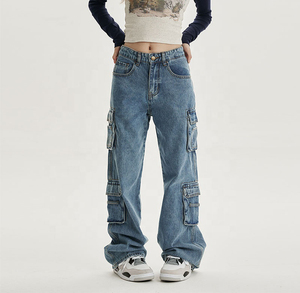 Pantalon Harem Décontracté Taille Haute Personnalisé pour Femme, Jean Cargo en Denim Respirant Extensible, Léger et Simple pour l'Automne, Vêtements pour Maman - Product Image 2