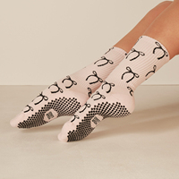 Chaussettes de yoga personnalisées de haute qualité avec logo, antidérapantes, pour le yoga et le Pilates, pour femmes, mi-mollet, avec grip