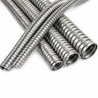 Tube flexible en acier inoxydable galvanisé DC SJS SS201/SS304 à verrouillage interverrouillé/carré, 6 mm x 125 mm, conduit pour câbles électriques