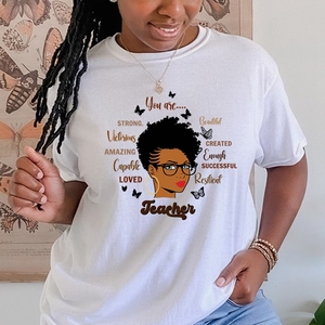 Enseignant noir vous êtes fort belle victorieuse créée incroyable assez capable enseignant résident DTF transfert sacs d'impression - Product Image 5