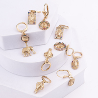 Boucles d'oreilles longues plaquées or, motif arc-en-ciel, religieuses, Jésus, Vierge de Guadalupe, San Judas, zircon CZ, colorées, pour femmes, Largo Aretes