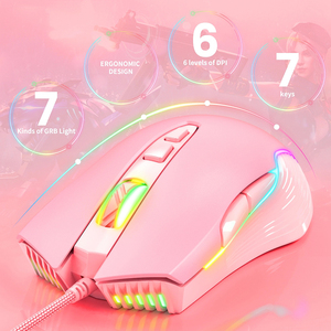 <span class=keywords><strong>ONIKUMA</strong></span> <span class=keywords><strong>CW905</strong></span> RGB brillante óptico jugador ratones con cable Rosa ratón de juegos para la profesión de los jugadores - Product Image 6