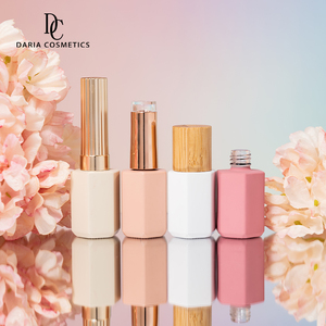 ขวดเจลโพลิกอนยาทาเล็บสีชมพู 12 มล. ขวดทําเล็บหมวกไม้ไผ่ขวดยาทาเล็บ - Product Image 5