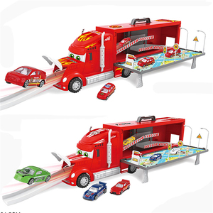 Set Mainan Truk & Kontainer yang Dapat Diubah Bentuknya, Tempat Parkir Teknik/Pemadam Kebakaran/Polisi dengan Lampu LED dan Musik untuk Anak Usia 3+ - Product Image 5