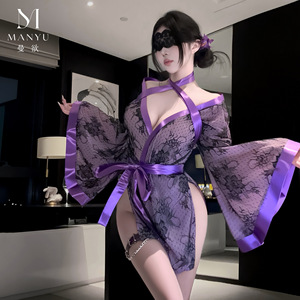 [The Villainess] Nouvelle lingerie violette de Man Yu, peignoir sexy en dentelle de style kimono à nouer - Tentant 9732 - Product Image 1