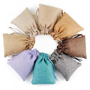 卸売7*9 Cm高級ブラウン小型デジタル印刷黄麻布ストリングスポーツ巾着リネンバッグ - Product Image 6