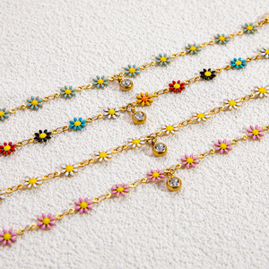 สร้อยข้อมือดอกไม้เครื่องประดับโซ่ดอกเดซี่ชุบทองสำหรับผู้หญิงเครื่องประดับแฟชั่น - Product Image 3