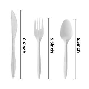 Set di posate in plastica PP di peso medio da 500 pezzi con contenitori per sale e pepe, colore bianco - Product Image 3