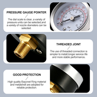 ZHONGXIN Pressure Gauge 1-400 bar 2in Dial 2.5 Accuracy Copper Alloy Socket Radial Mount NPT 1/4 Model Zx-8-9-S 1 Year Warranty