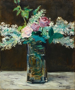 Edouard manet của branche de LILAS Blanc ET hoa hồng sinh sản in kỹ thuật số thân thiện với môi trường chống UV đóng khung tác phẩm nghệ thuật - Product Image 6