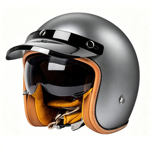 Casco de Moto Abierto Elegante con Visera Desmontable, Lente de Sol Interior, Borde de Cuero PU y Carcasa con Múltiples Diseños para Uso Diario - Product Image 4