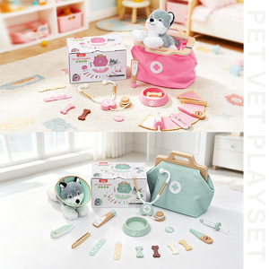 Jeu de rôle pour enfants, <span class=keywords><strong>jouet</strong></span> en bois, simulation de vétérinaire, ensemble d'outils médicaux pour animaux en bois, <span class=keywords><strong>jouet</strong></span> éducatif en bois pour enfants - Product Image 3