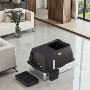 Grand bac à litière en métal entièrement fermé OEM avec plateau pliable de 20 litres couvercle en acier inoxydable tiroir amovible-matériau PP - Product Image 2