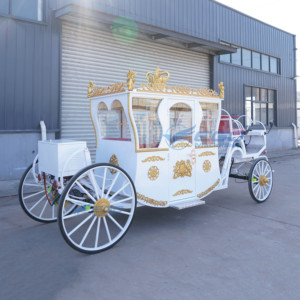 Calèche électrique de princesse pour mariage en extérieur, calèche royale dorée luxueuse, calèche électrique sans chevaux pour le tourisme - Product Image 3