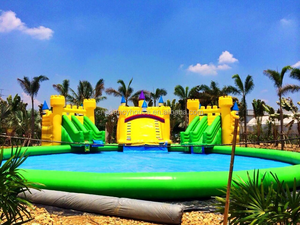 Grand château gonflable aquatique géant avec toboggan et trampoline, capacité de 5000 kg, matériau PVC, taille personnalisable, piscine gonflable - Product Image 5