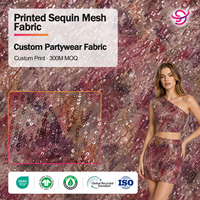 Tissu en maille à paillettes imprimé sur mesure, polyester, textile scintillant pour robe de soirée, vêtements de danse, fournisseur en gros de mode
