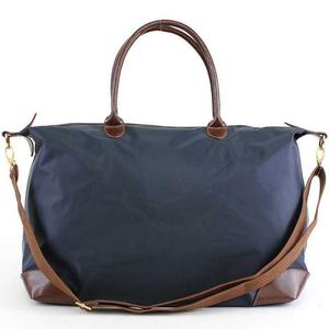 Bolso de viaje de nailon con asa de cuero, bolso de mano grande con logotipo serigrafiado, bolso de hombro a la moda con correa para mujer - Product Image 2