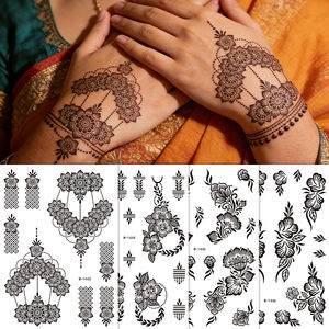 Nuevo Tatuaje de Henna para Boda, Transferible al Agua, Sexy, con Encaje Negro, Diseño de Mehndi para Piernas, Manos y Muñecas para Mujeres - Product Image 2