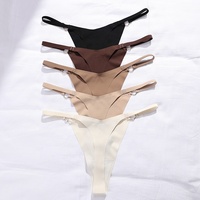 Sous-vêtements féminins personnalisés avec décoration en anneau métallique Culotte en forme de V Taille basse String Pantaletas Para Mujer Culotte pour femme
