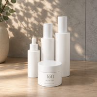 Set de Bouteilles et Pots en Verre Blanc Mat de Luxe 30 60 80 120 ml pour Crème et Lotion Cosmétique avec Pompe Vaporisateur Blanche