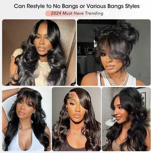 Rideau en couches frange visage encadrement 6X6 perruque sans colle cheveux humains HD <span class=keywords><strong>dentelle</strong></span> lâche vague de corps <span class=keywords><strong>dentelle</strong></span> avant perruques - Product Image 6